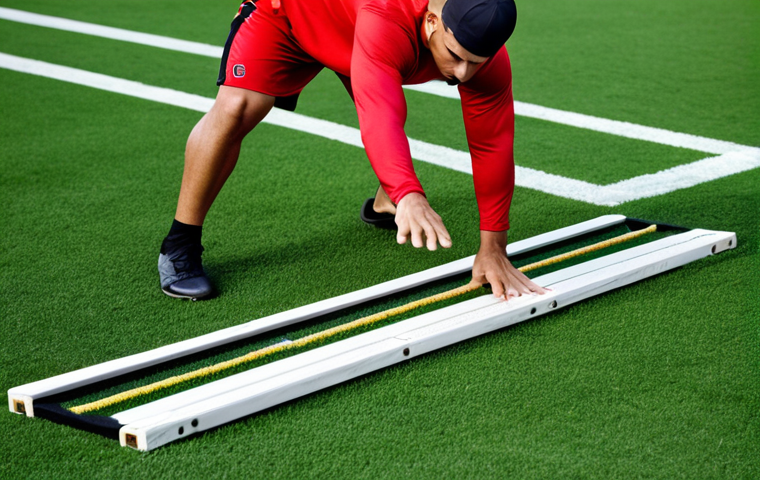 A focused male baseball player in full, professional athletic training attire, executing a dynamic agility ladder drill on a pristine green baseball field. His body shows perfect anatomy and correct proportions, with well-formed hands and proper finger count in a natural pose. The scene is captured with professional photography, showcasing his determination and athletic prowess under natural lighting. This is a high-quality, safe for work, appropriate content, fully clothed, professional image.