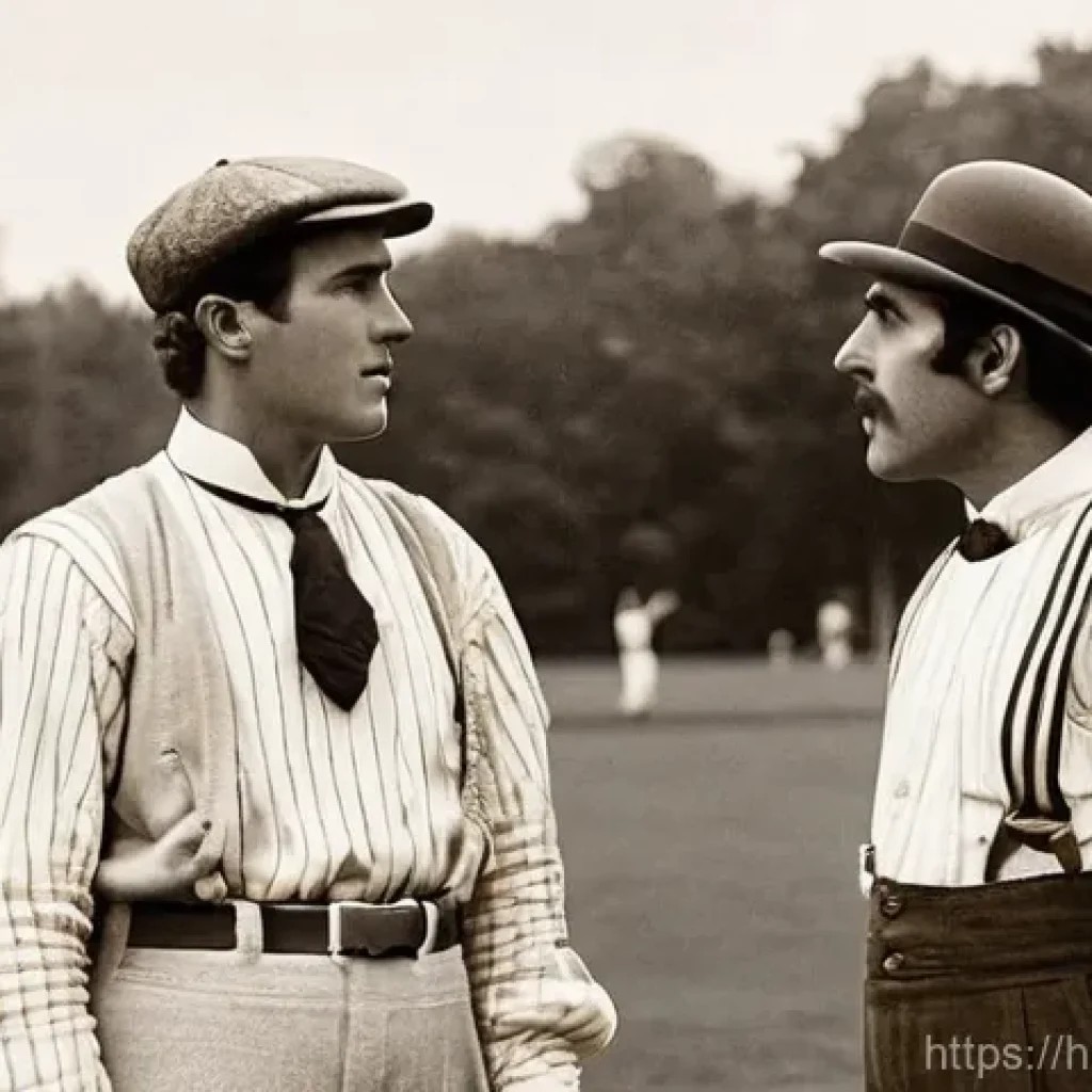 야구의 역사와 기원 - **Prompt: "An authentic, sepia-toned photograph capturing an early baseball game in the mid-19th cen...