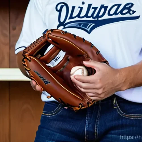 Home 15 야구 상품 리뷰 작성법 - **Prompt 1: Initial Baseball Glove Examination**
"A close-up shot of a young adult, gender-neutr...