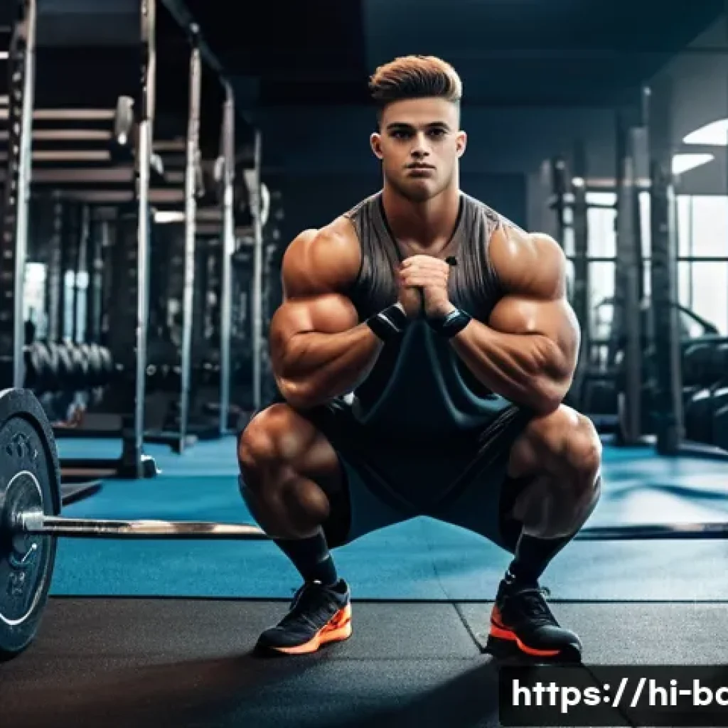 야구 훈련 프로그램 만들기 - A young male baseball player in athletic gear performing a deep squat with a barbell in a well-equip...