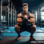 야구 훈련 프로그램 만들기 - A young male baseball player in athletic gear performing a deep squat with a barbell in a well-equip...