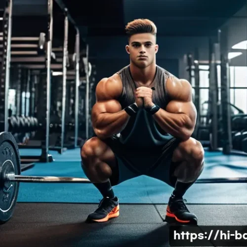 야구 훈련 프로그램 만들기 - A young male baseball player in athletic gear performing a deep squat with a barbell in a well-equip...
